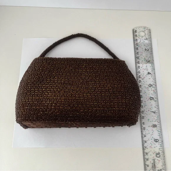 Elegant Brown Beaded Handbag Vintage Bijoux Terner - Picture 8 of 15